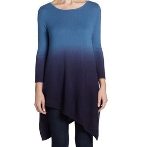 New Saks blue ombré asymmetrical cashmere sweater